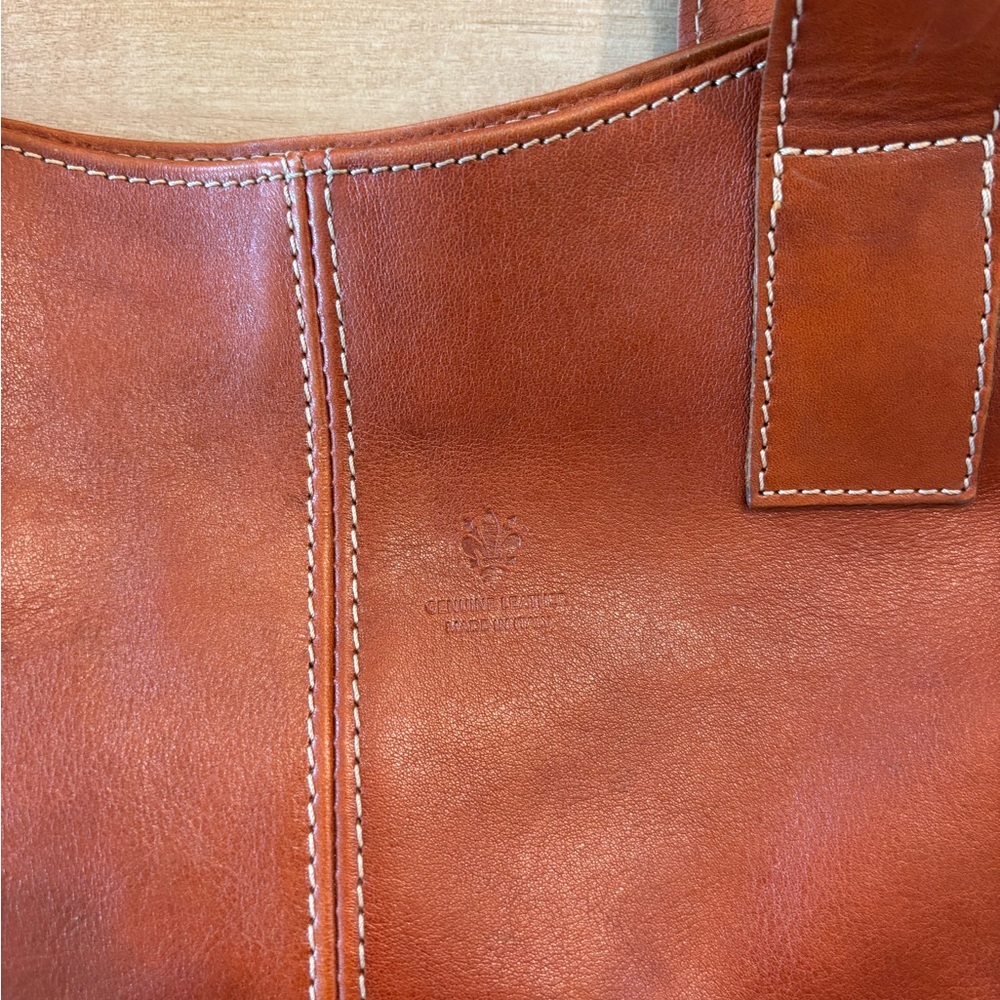 Classic Tan Leather Tote Bag with Sturdy Handles - Picture 2 of 5